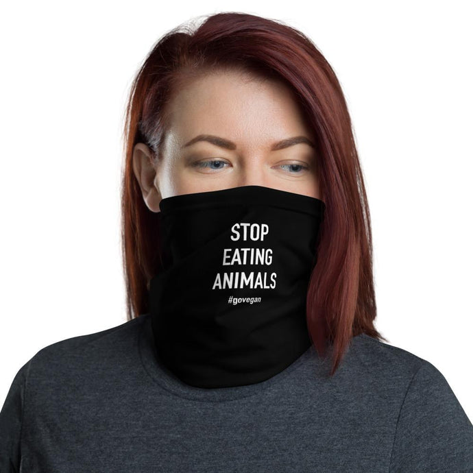 Stop Eating Animals (black) - Neck Gaiter - Always Hungry Fashion